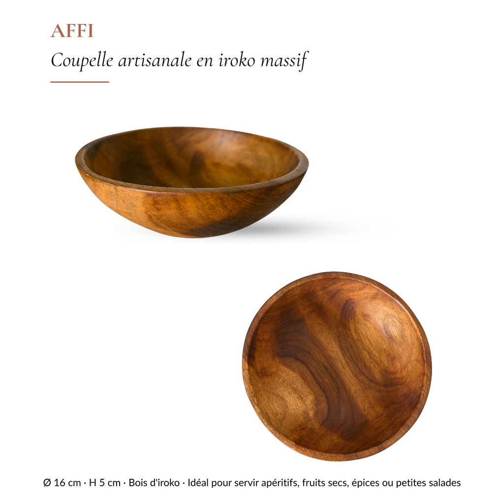AFFI — Bol de service en bois d'Iroko de Côte d'Ivoire Green Kare