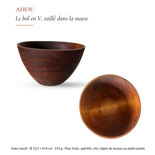 AYOU — Vide-poche profond en bois d'Iroko de Côte d'Ivoire Green Kare