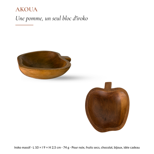 AKOUA — Coupelle pomme en bois d'Iroko de Côte d'Ivoire Green Kare
