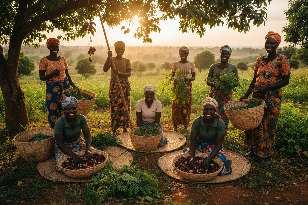 une photo Valoriser les ressources africaines de manière responsable, soutenant les communautés productrices et prônant une beauté respectueuse de l’humain et de la planète.
